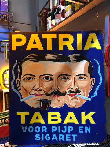 Patria Plate Tobacco Brand Metal Advertising Sign