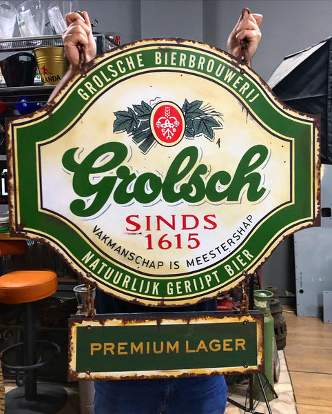 Dev Boy Çift Taraflı  “Grolsch” Metal Reklam Tabela
