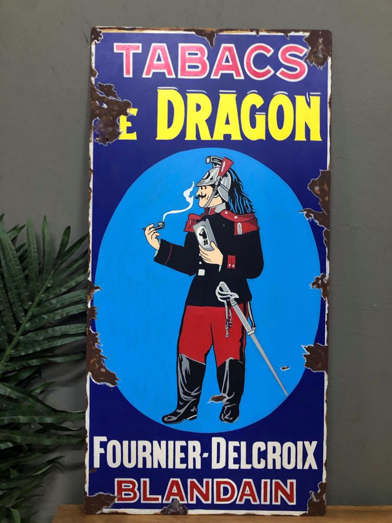 Tabacs Le Dragon Fournier Delcroix Tobacco Metal Advertising Sign ...