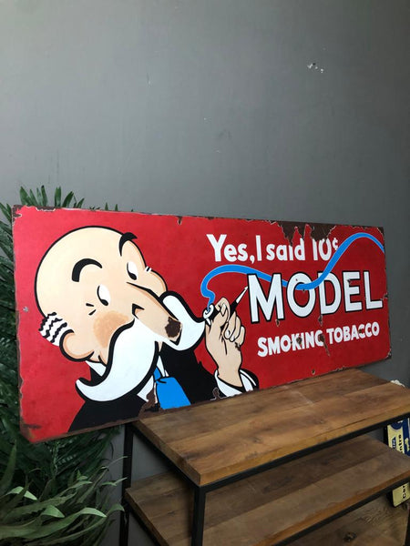 Model Smoking Tobacco Tobacco Metal Advertising Sign